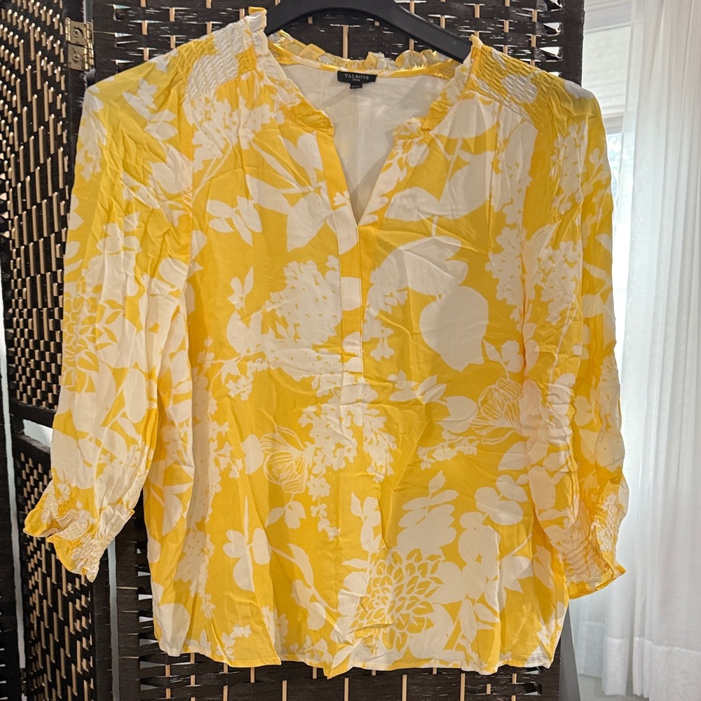 Talbots Yellow and White Floral Blouse